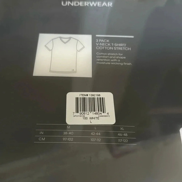 Mens Calvin Klein v-neck t-shirts 3 pack size Large White - Picture 7 of 7